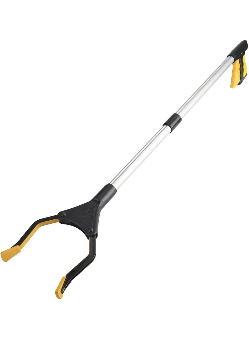 Litter Picker, 32" Foldable Long Arm Mechanical Grabber Reacher Grab & Grip Rubbish Pick Up Hand Pick-Up, Lightweight Extender Gripper Tool Handy Assist Reaching Aid (Yellow) - Image 1